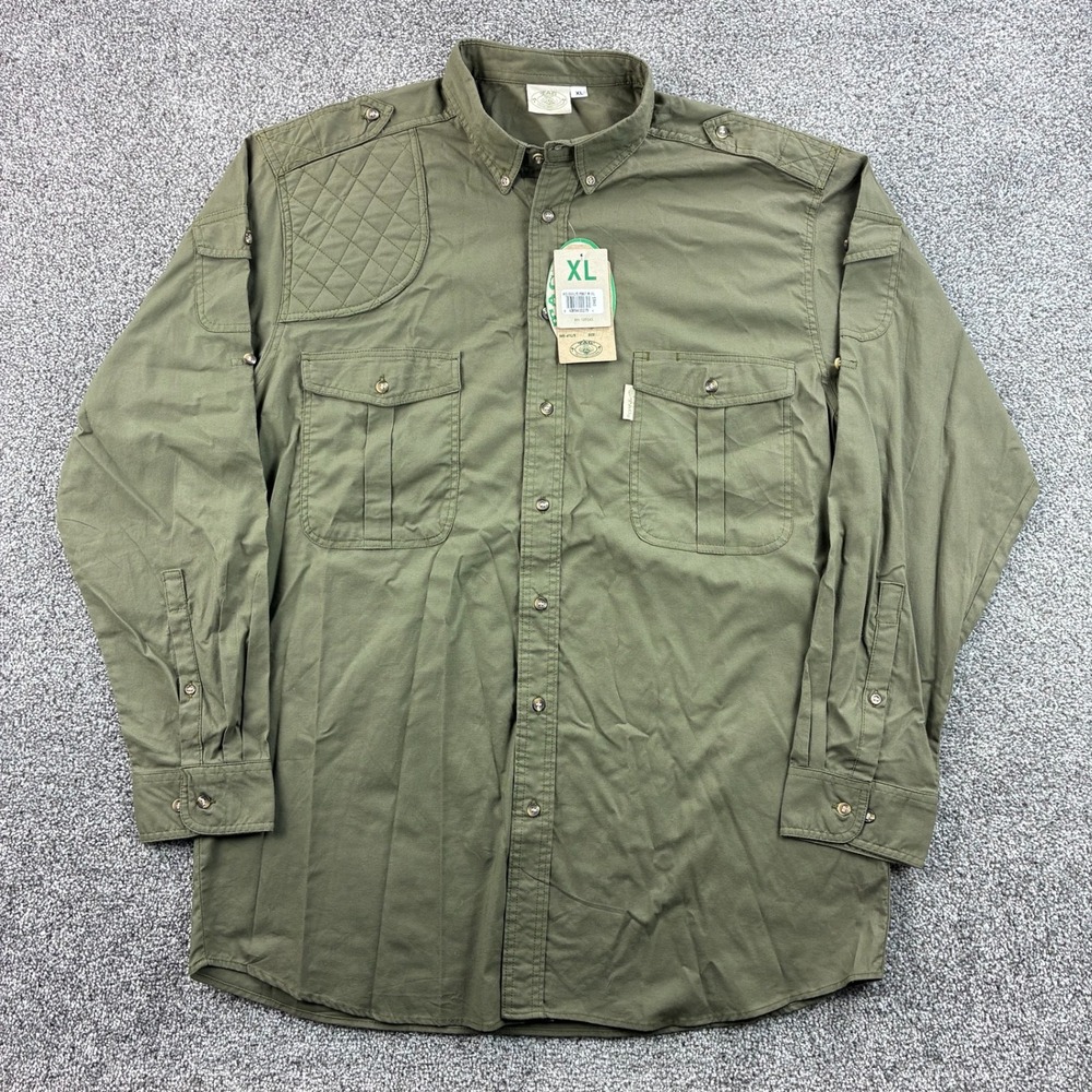 NEW Tag Safari Shooter Shirt Mens XL Olive Green Cotton Tactical Safari Hunting